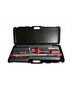 Professional 7-piece xbau All Coatings Kit featuring a versatile range of DécoLiss hard and soft smoothing blades, a bi-material handle, and a telescopic extension pole for high-reach applications.