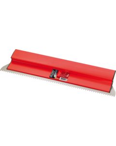 Professional 60 cm stainless steel notched blade from xbau, featuring an ergonomic lightweight design and 0.5 mm thickness for precise I.T.E. coating adjustment and reinforcement installation.
