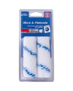 Professional 2-pack of xbau mini roller refills for walls and ceilings, featuring 13 mm woven polyester fabric for a smooth matte and satin finish in tight spaces.