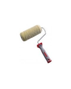 Professional 180 mm facade roller with frame from xbau, featuring an 18 mm thick polyamide fabric sleeve and an ergonomic bi-material handle for painting irregular exterior surfaces.