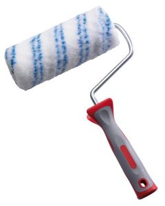 Professional 180 mm facade roller with frame from xbau, featuring an 18 mm thick polyamide fabric sleeve and an ergonomic bi-material handle for painting irregular exterior surfaces.
