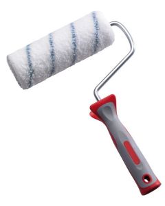 Professional 180 mm walls and ceilings roller with frame from xbau, featuring a 12 mm polyester fabric sleeve and an ergonomic bi-material handle for matte and satin finishes.