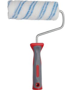 Professional 180 mm monolayer roller with frame from xbau, featuring a 12 mm textured polyamide fabric sleeve and an ergonomic bi-material handle for matte and satin finishes.