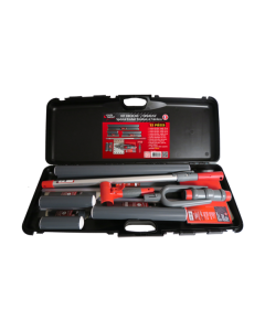 Professional Decoliss finishing kit including smoothing blades (18–65 cm), a bi-material handle, extension pole, and a comprehensive sanding set with mesh and polishing papers.