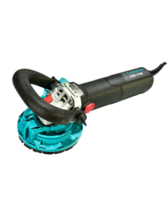 Collomix CMG 1700 compact grinder with 125mm diamond cup wheel, featuring a dust extraction hood and sliding segment for edge-to-edge grinding