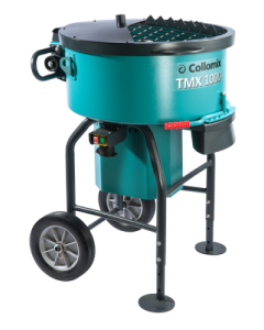 TMX 1000 mobile compact mixer with triple-arm mixing tool and dust extraction for professional processing of mortar, screed, and concrete