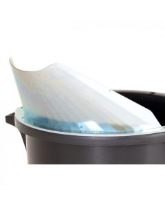 Collomix LevMix pouring spout attachment (Part No. 70.115) showing the wide-mouth design for controlled discharge of self-leveling floor compounds