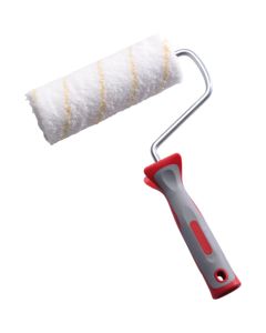 Professional 180 mm anti-dropout roller with frame from xbau, featuring a 12 mm woven polyamide fabric sleeve and a bi-material handle for drip-free wall and ceiling painting.