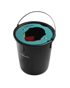 Rugged mixer cleaning bucket with integrated brushes for fast removal of material from mixing paddles