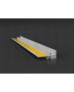 Albau PVC window reveal profile featuring a flexible protective lip and integrated snap-off strip for attaching protective foils during interior plastering.